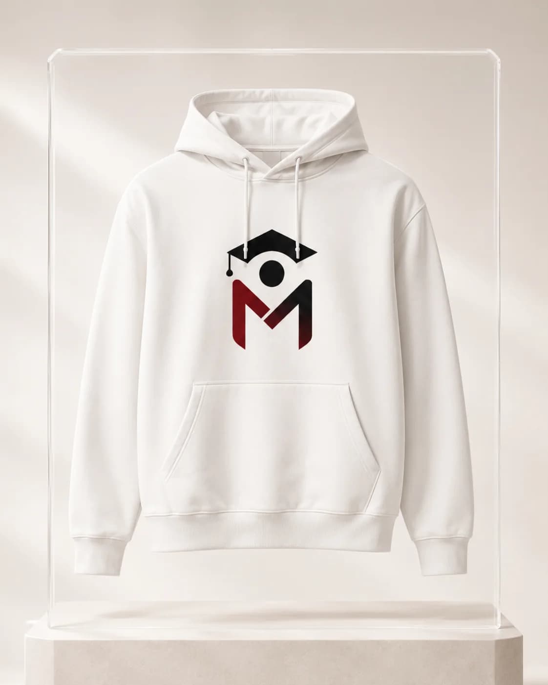 Beyaz Logolu Mezuniyet Kapüşonlu Sweatshirt